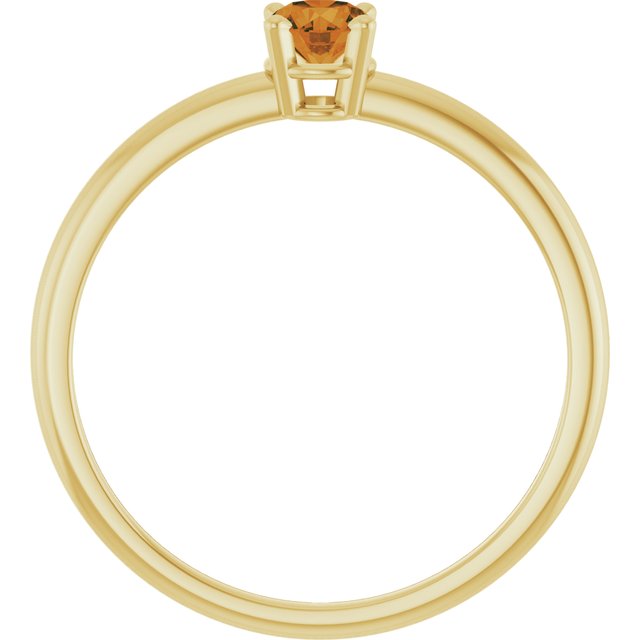 Round Citrine Solitaire Ring in Yellow Gold