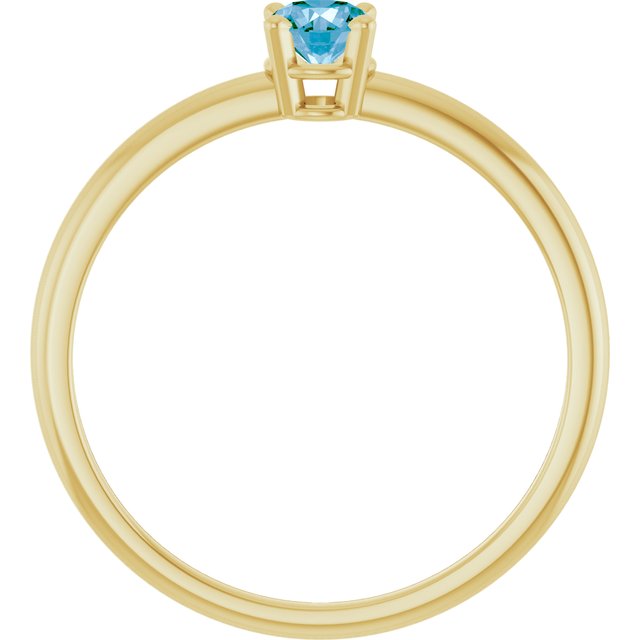 Round Swiss Blue Topaz Youth Ring in Gold