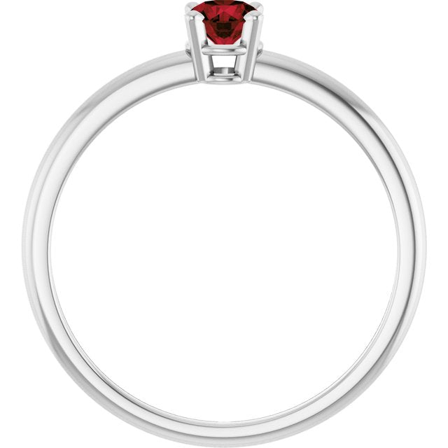 Round Imitation Garnet Youth Ring in Gold