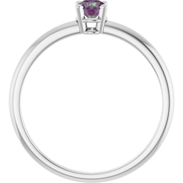 Round Lab-Grown Alexandrite Solitaire Ring in White Gold
