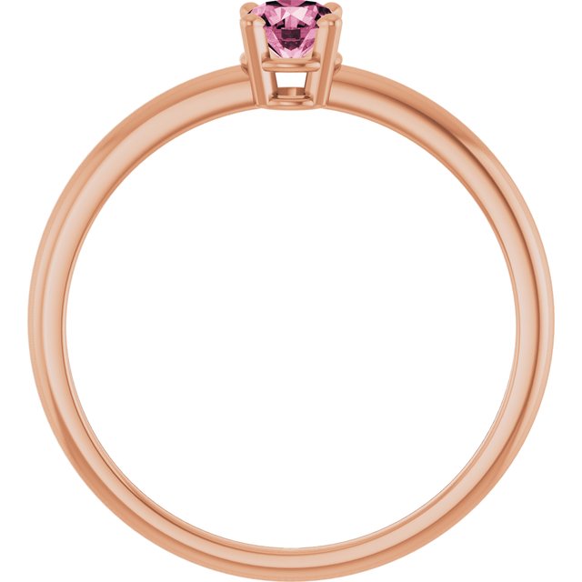 Round Pink Tourmaline Solitaire Ring in Rose Gold