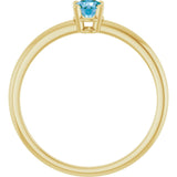Round Swiss Blue Topaz Youth Ring in Gold