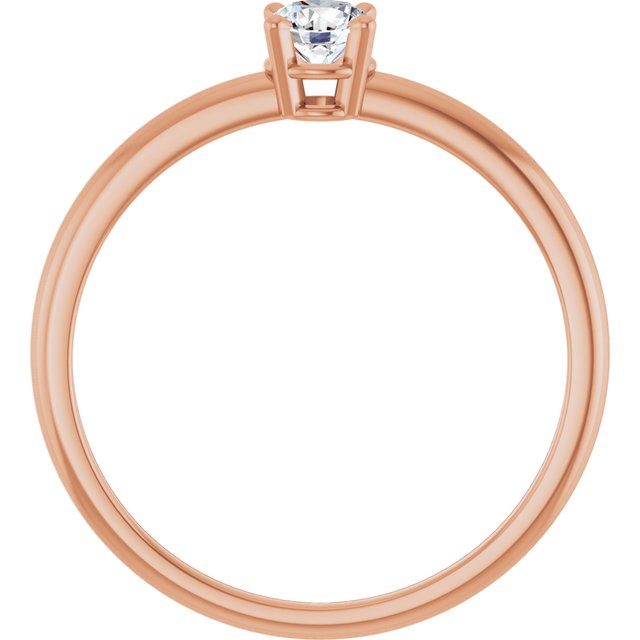 Round White Sapphire Solitaire Ring in Rose Gold