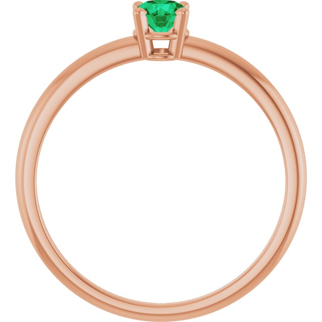 Round Emerald Solitaire Ring in Rose Gold