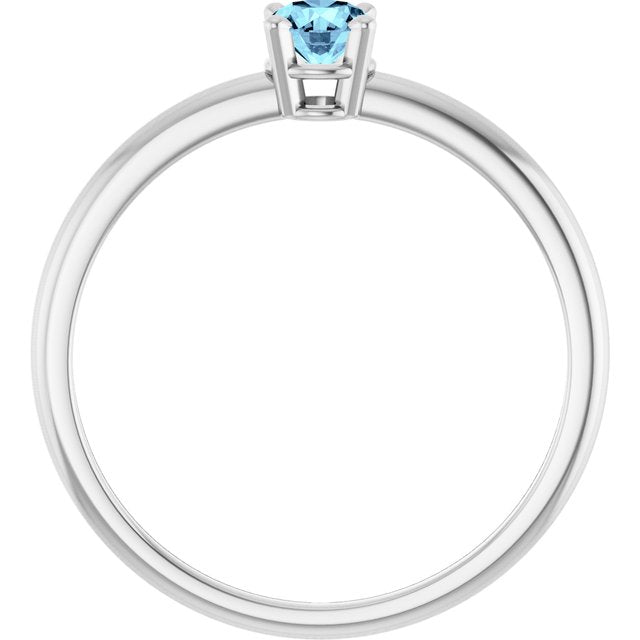 Round Aquamarine Solitaire Ring in Platinum