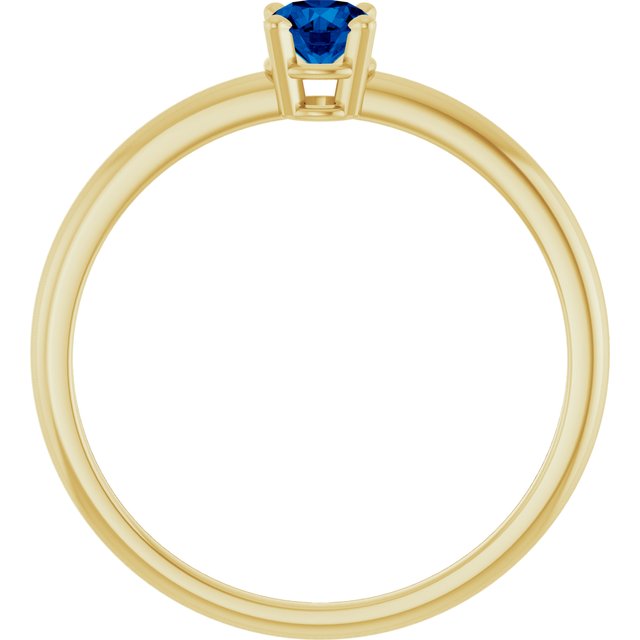 Round Lab-Grown Blue Sapphire Youth Ring in Gold