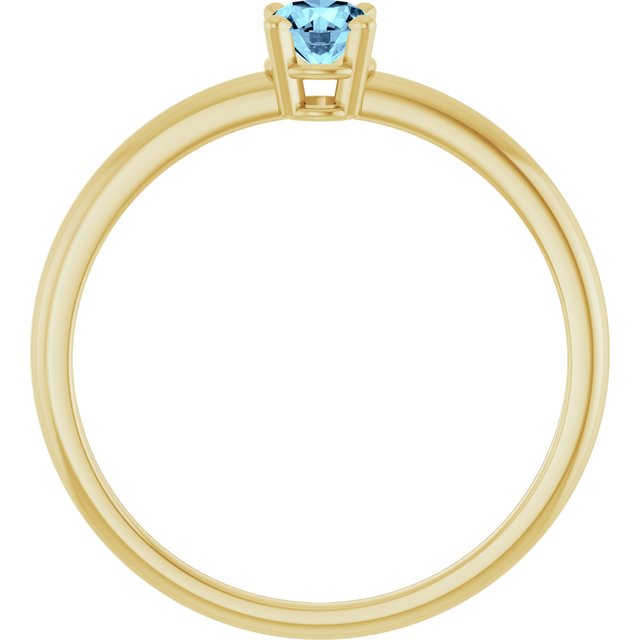 Round Aquamarine Solitaire Ring in Yellow Gold