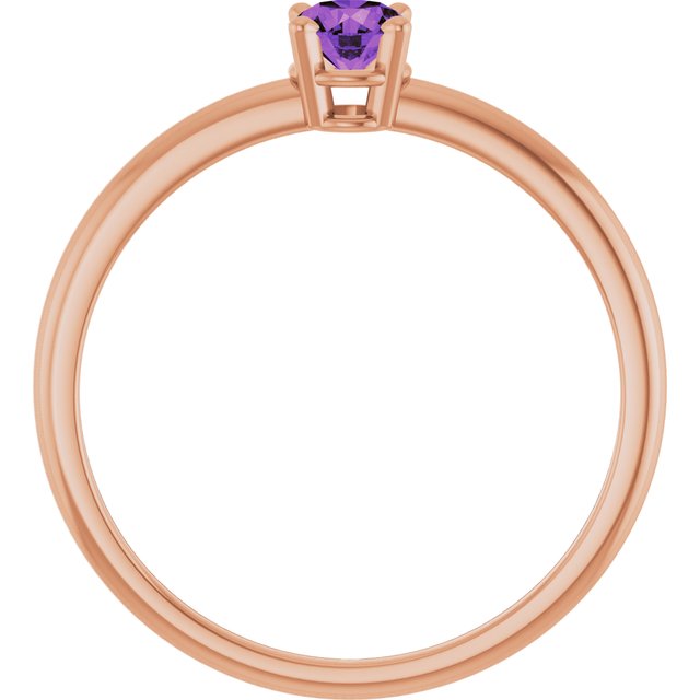 Round Amethyst Solitaire Ring in Rose Gold