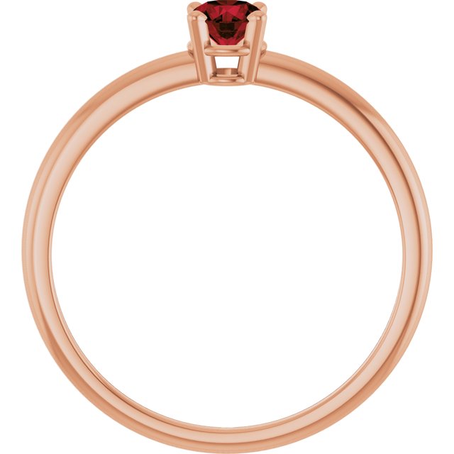 Round Mozambique Garnet Solitaire Ring in Rose Gold