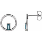 London Blue Topaz Baguette Stud Earrings in Gold and Platinum