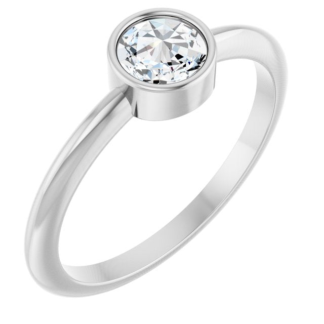 Round Lab-Grown Moissanite Solitaire Ring in Gold and Platinum