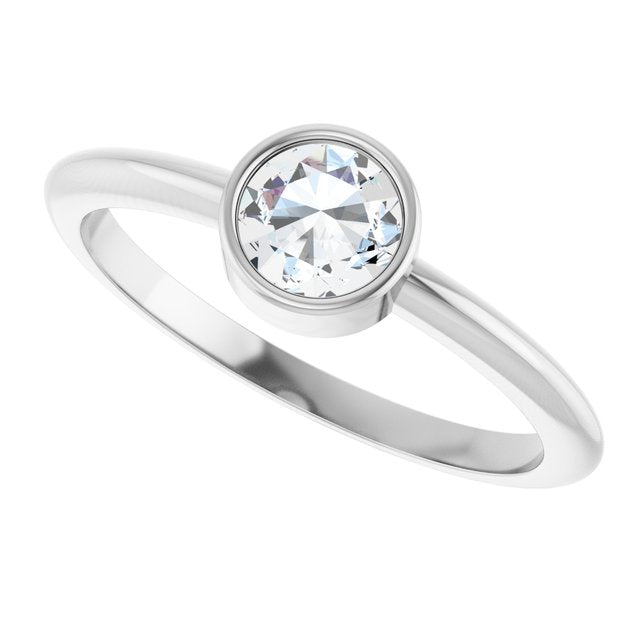 Round Lab-Grown Moissanite Solitaire Ring in Gold and Platinum