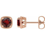 Mozambique Garnet Round Stud Earrings in Gold and Platinum