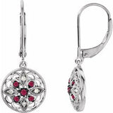 Ruby & Diamond Round Stud Earrings in Gold and Platinum