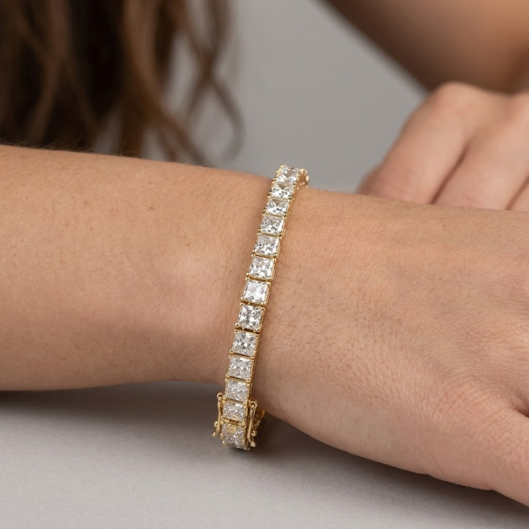 Princess Cut Diamond Tennis Bracelet – Natural & Lab Grown | Gold & Platinum