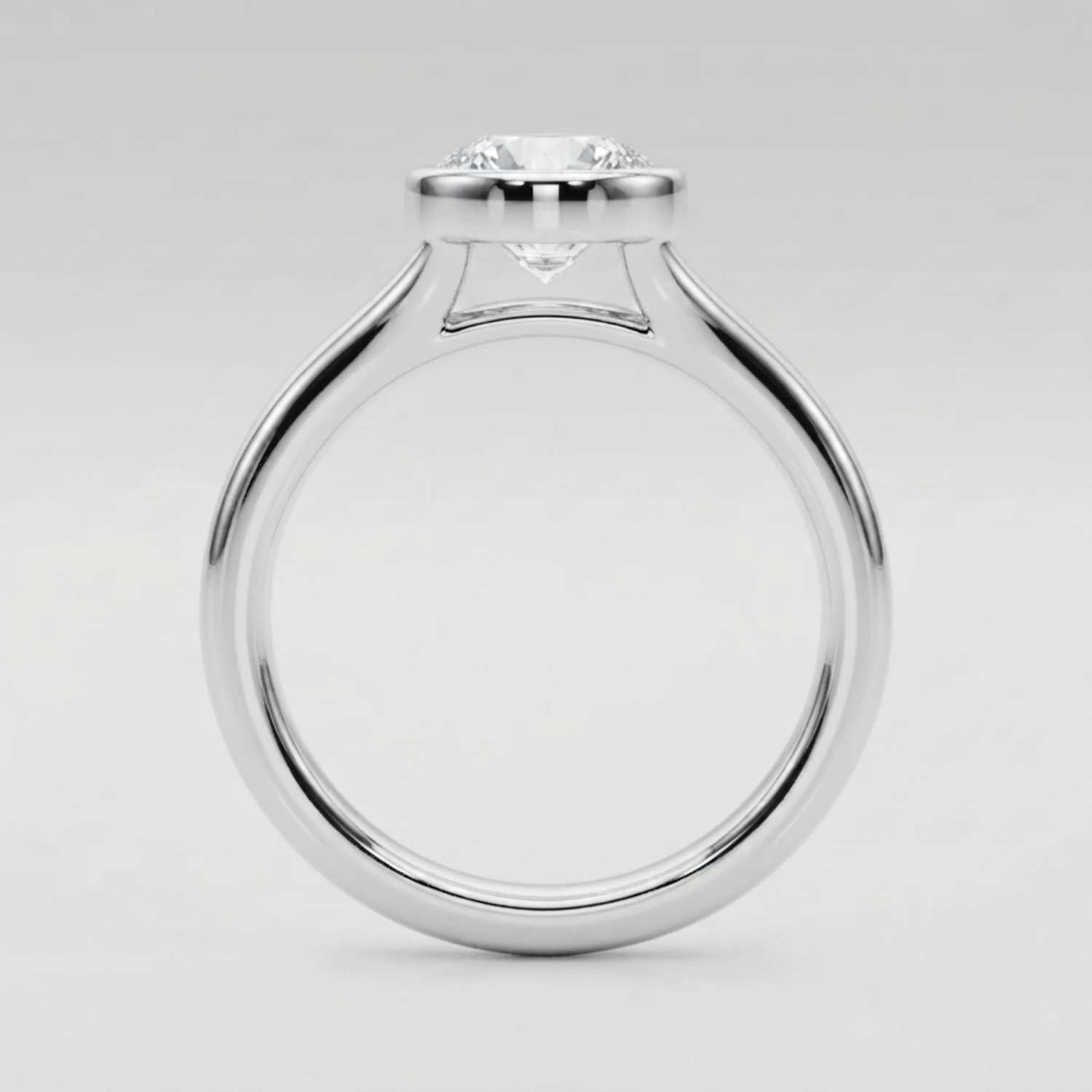 Lab Grown Diamond Round Solitaire Engagement Ring |  D-VVS | Bezel Set