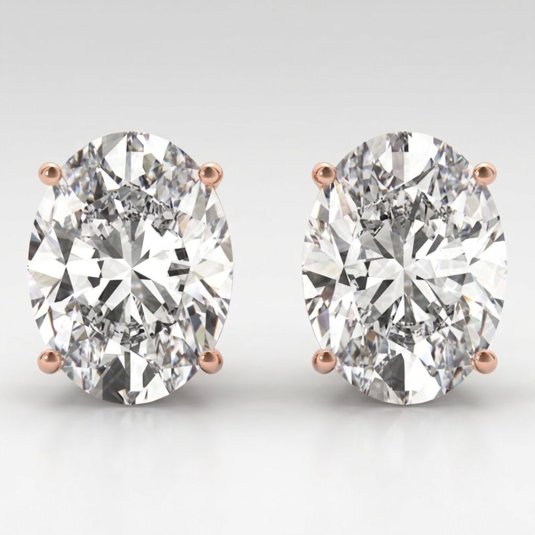 Lab-Grown Diamond Stud Earrings For Women | Oval Cut