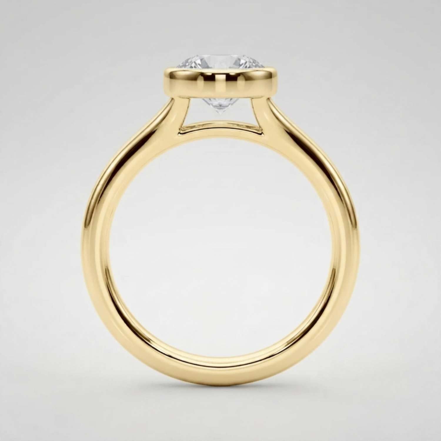 Lab Grown Diamond Round Solitaire Engagement Ring |  D-VVS | Bezel Set