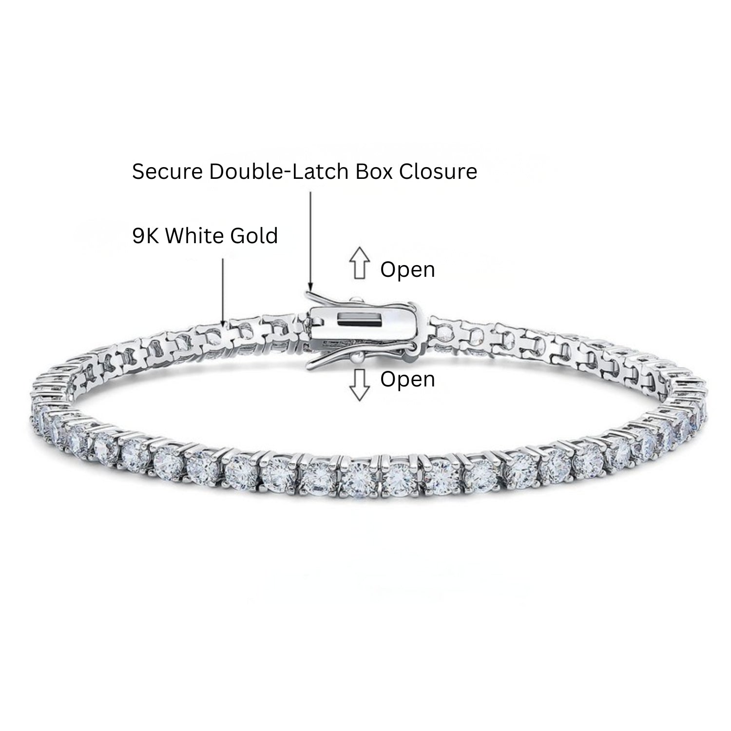 Bracelet de tennis serti de diamants illusion cultivés en laboratoire et monté sur argent sterling 925