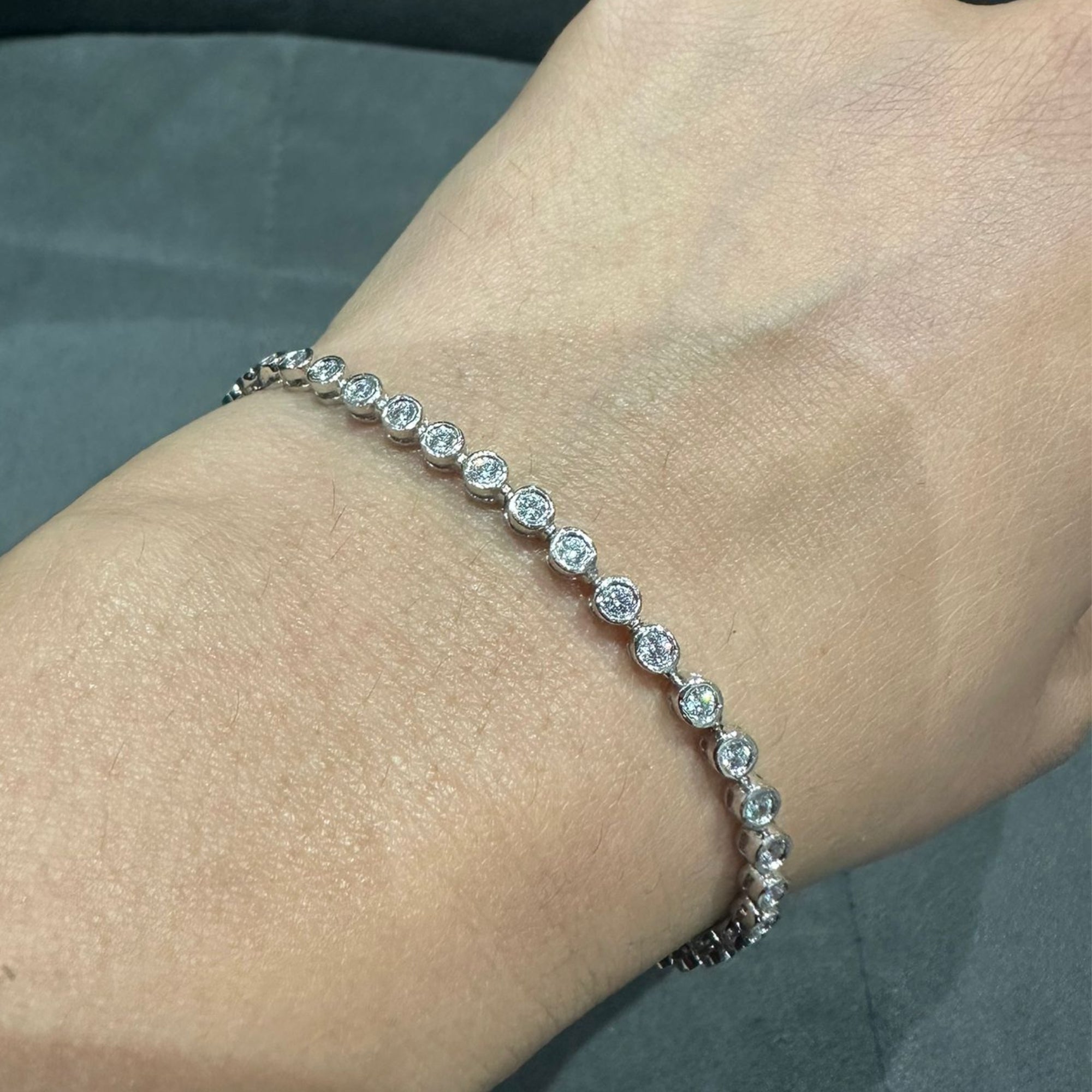 925 Sterling Silver 2.00 Carat Lab Grown Diamond Tennis Bracelet in Bezel Set