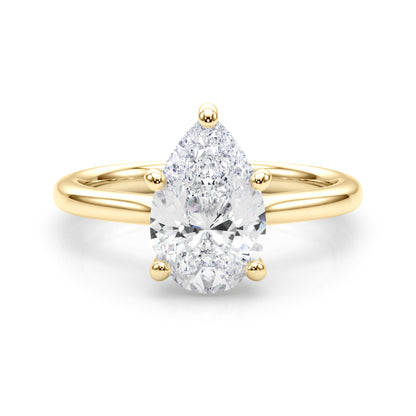 IGI Lab-Grown Pear Diamond 5 Claw Solitaire Engagement Ring, D Color VVS Clarity