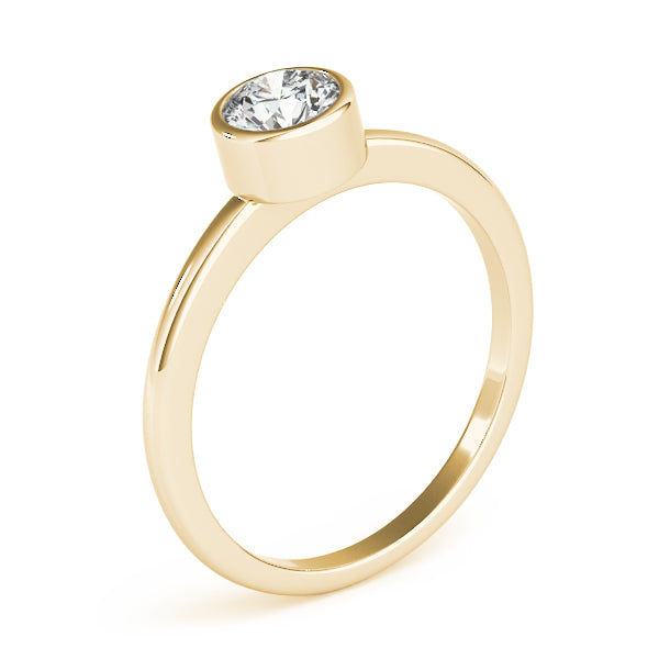 IGI Lab-Grown D-VVS Round Cut Diamond Bezel Setting Engagement Ring.