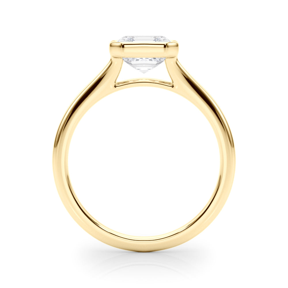 Lab-Grown Asscher Cut Diamond Bezel Set Solitaire Engagement Ring, D Color VVS Clarity