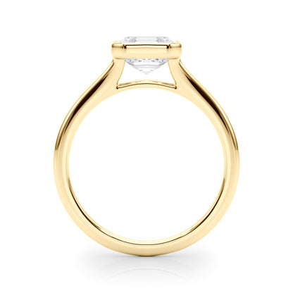 Lab-Grown Asscher Cut Diamond Bezel Set Solitaire Engagement Ring, D Color VVS Clarity