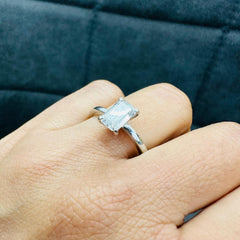 IGI Certified 1.55Ct Emerald Cut Lab Grown Diamond Solitaire Ring in Sterling Silver | Proposal Ring