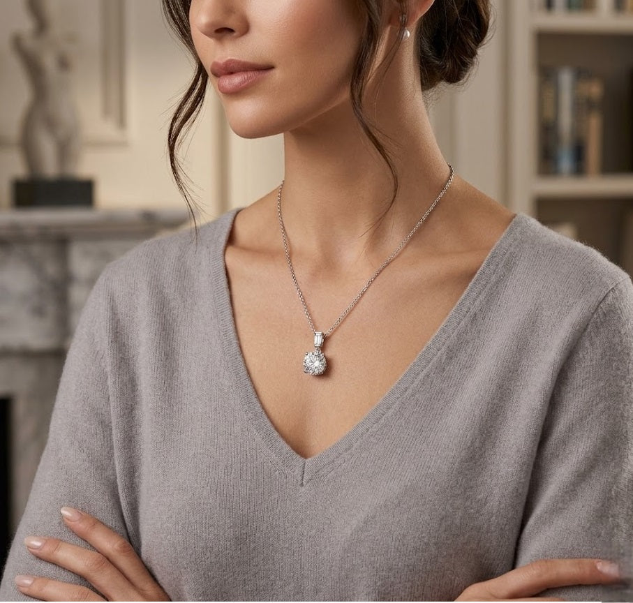 0,50 Karat Solitär-Runddiamant-Anhänger aus Platin (ohne Kette)