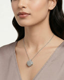 Vintage Heart Locket Necklace with Lab Diamond & White Topaz in 925 Silver