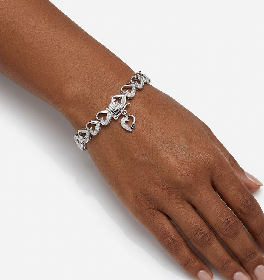 Diamond Heart Sterling Silver Bracelet