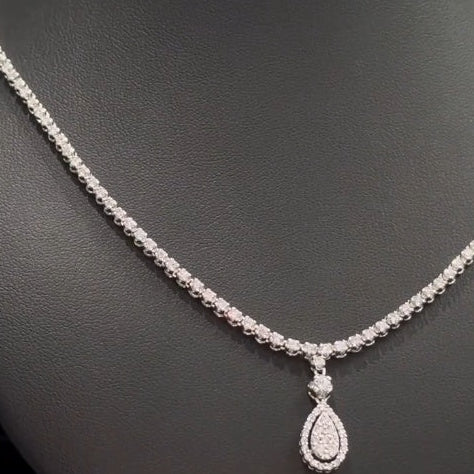 7 Carat Pear Cluster Drop Lab Grown Diamond Tennis Necklace | 950 platinum