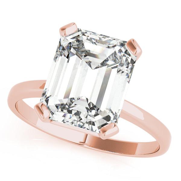Lab-Grown Emerald Cut D-VVS Diamond Solitaire Engagement Ring. 