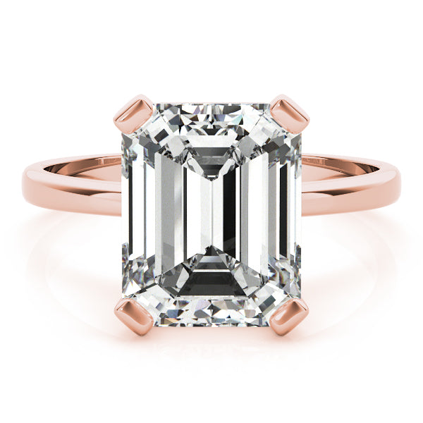 Lab-Grown Emerald Cut D-VVS Diamond Solitaire Engagement Ring. 