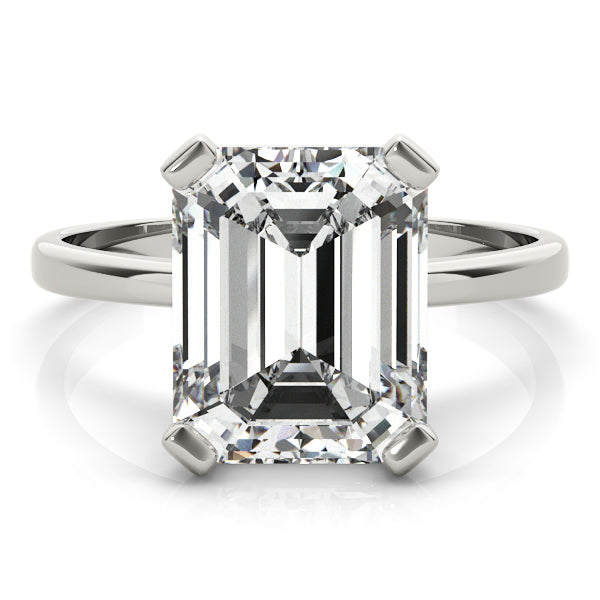Lab-Grown Emerald Cut D-VVS Diamond Solitaire Engagement Ring. 
