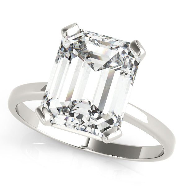 Lab-Grown Emerald Cut D-VVS Diamond Solitaire Engagement Ring. 