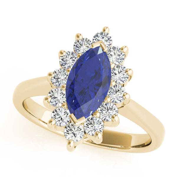 Sophisticated Color Rings Marquise Diamond Engagement Ring — 9K/18K Gold & Platinum