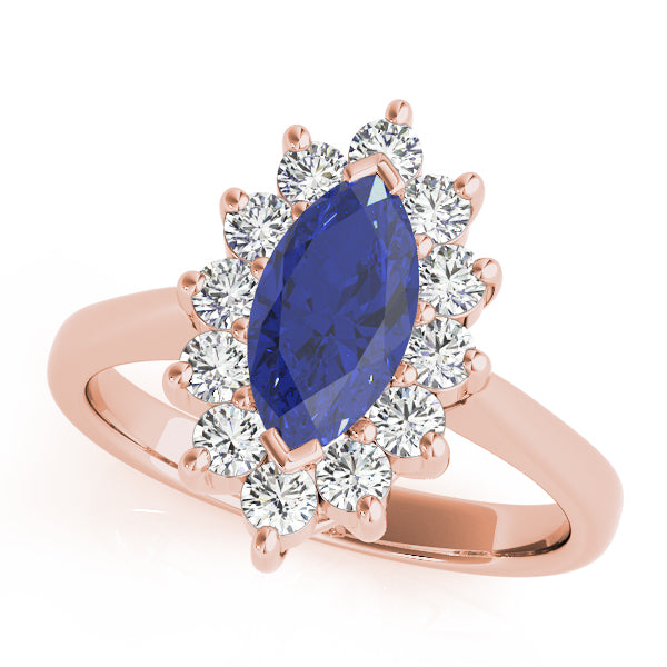 Sophisticated Color Rings Marquise Diamond Engagement Ring — 9K/18K Gold & Platinum