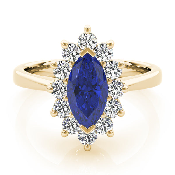 Sophisticated Color Rings Marquise Diamond Engagement Ring — 9K/18K Gold & Platinum