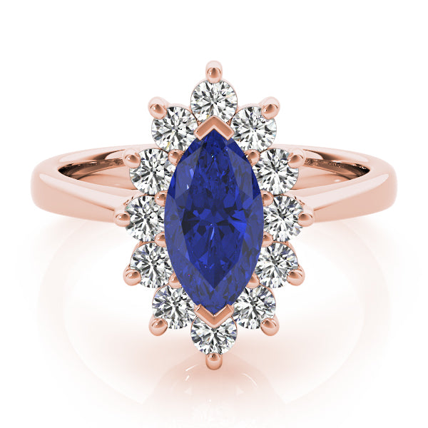 Sophisticated Color Rings Marquise Diamond Engagement Ring — 9K/18K Gold & Platinum