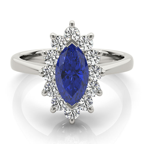 Sophisticated Color Rings Marquise Diamond Engagement Ring — 9K/18K Gold & Platinum
