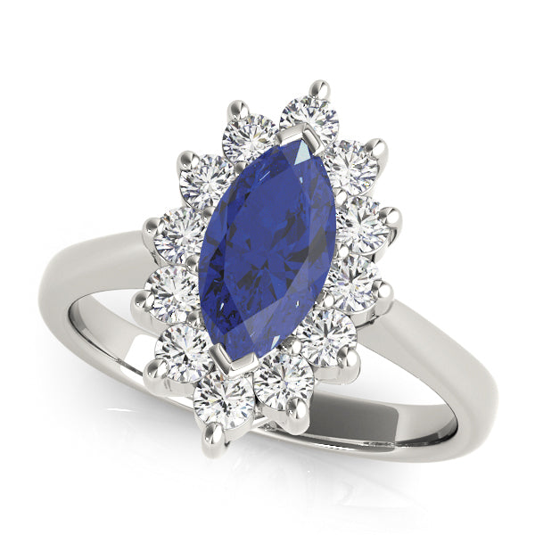 Sophisticated Color Rings Marquise Diamond Engagement Ring — 9K/18K Gold & Platinum