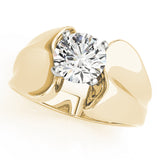 Sculpted Solitaires Any Shape Round Diamond Engagement Ring — 9K/18K Gold & Platinum