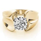 Sculpted Solitaires Any Shape Round Diamond Engagement Ring — 9K/18K Gold & Platinum