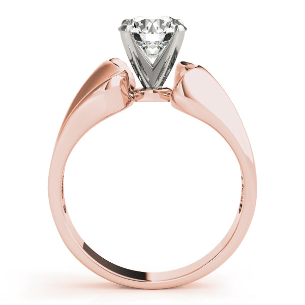 Sculpted Solitaires Any Shape Round Diamond Engagement Ring — 9K/18K Gold & Platinum