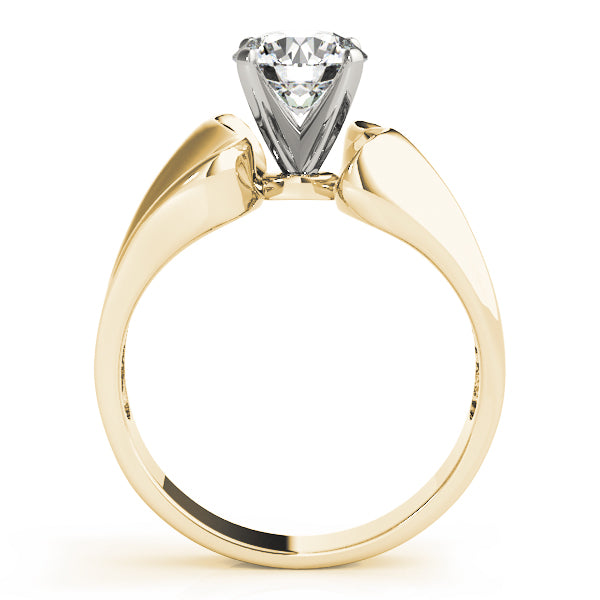 Sculpted Solitaires Any Shape Round Diamond Engagement Ring — 9K/18K Gold & Platinum