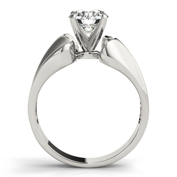 Sculpted Solitaires Any Shape Round Diamond Engagement Ring — 9K/18K Gold & Platinum