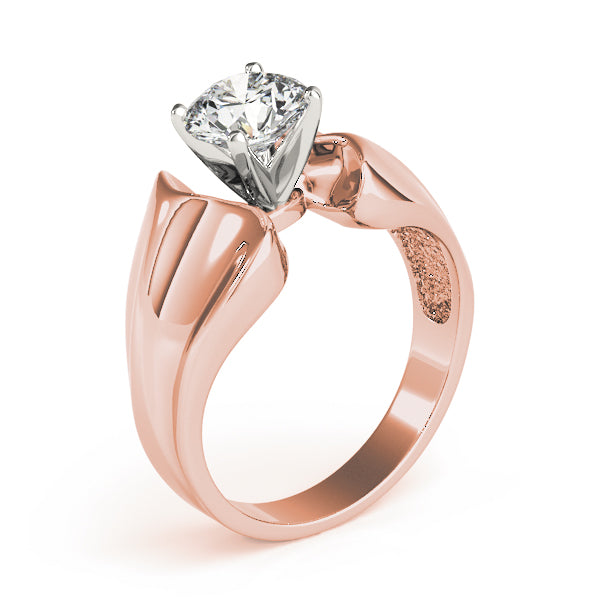 Sculpted Solitaires Any Shape Round Diamond Engagement Ring — 9K/18K Gold & Platinum