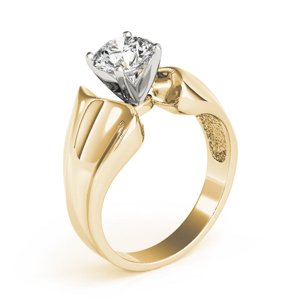 Sculpted Solitaires Any Shape Round Diamond Engagement Ring — 9K/18K Gold & Platinum